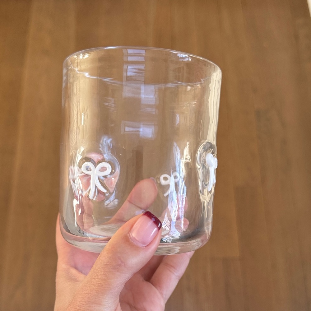 Chic Clear Glass with White Bow Details